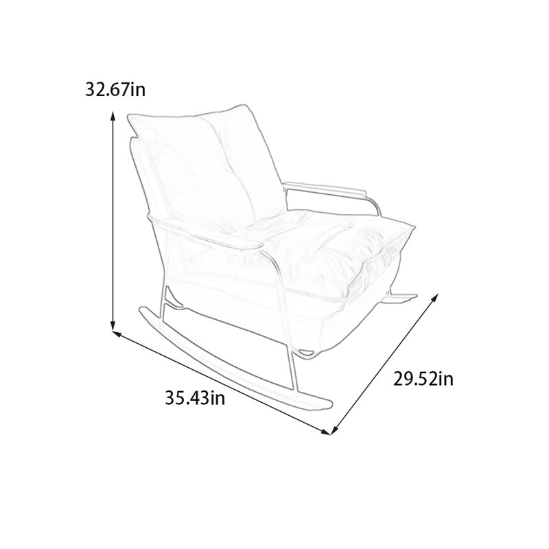 Chaise berçante légère en similicuir de style luxueux, Noir, noir, noir, noir