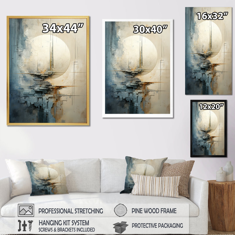 " Minimalism Moon Fantasy Sci Collage ", Black Single Picture Framed, 20" H x 12" W x 1" D
