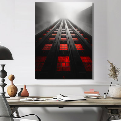 Structure grise et rouge - gratte-ciel - salon d'art mural gratte-ciel