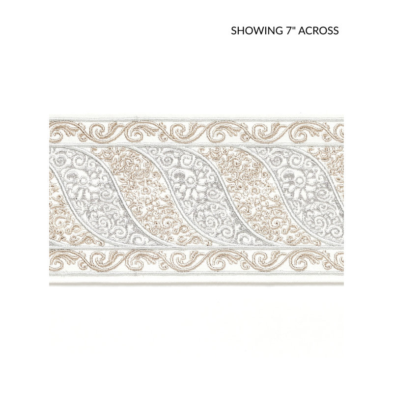 PAISLEY EMBROIDERED TAPE, Silver Sand
