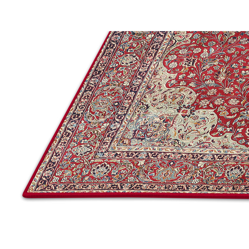 Tapis rouge/beige/gris traditionnel Raglen, Rectangle 4 pi x 6 pi