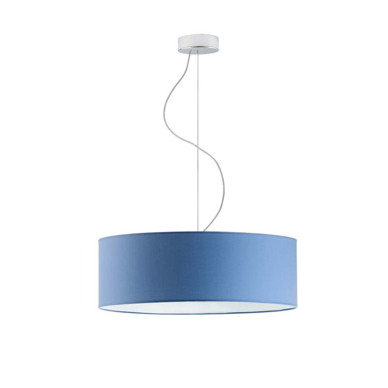 Aubryelle 3 - Light Drum Pendant, Chrome, Blue, 120cm H x 50cm W x 50cm D