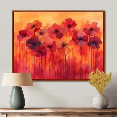 Geraniums en feu dans des nuances ardentes - Impression sur toile