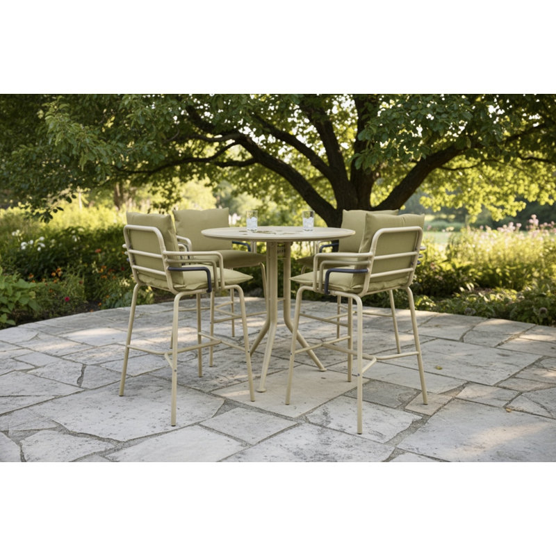Tabouret de bar d'extérieur Tembel - tabouret de patio en aluminium avec coussins, siège de jardin moderne résistant aux intempéries