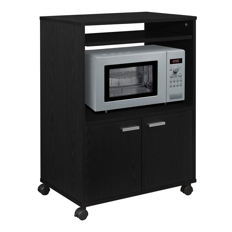 Microwave Cabinet with Storage and 2-Door Top Shelf Arm? Ns, Noir