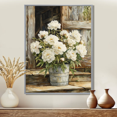Fleurs de pivoines en pot Barnyard II - impressions de toiles de pivoines