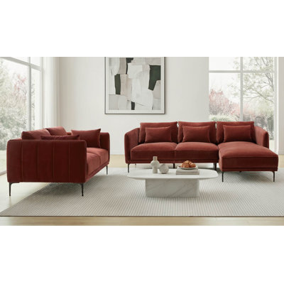 Rae 3-Piece Velvet Living Room Set