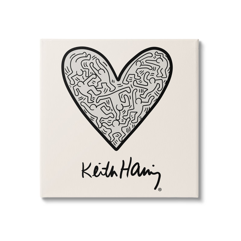 «Keith Haring People Inside Heart» par Ros Ruseva - impression, Plaque murale, L 36 po x L 36 po