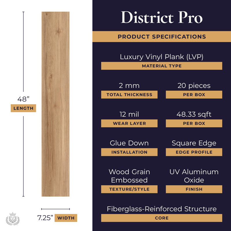 District Pro LVP Collection - Sun Valley 7.25" x 48" Waterproof Luxury Vinyl Plank