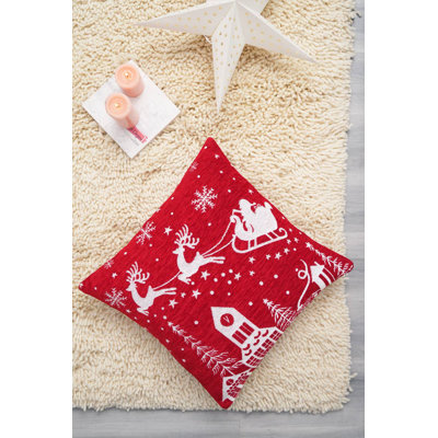 Throw Pillow | Santa's Magic Sleigh Jacquard Machine Woven Pillow-24X24"