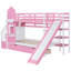 Lit superposé de style rose Twintwin, 2 tiroirs, 3 tablettes, glissoire, bois de pin massif et grande capacité de poids, idéal pour la rénovation de la chambre à coucher-130481031-130481034