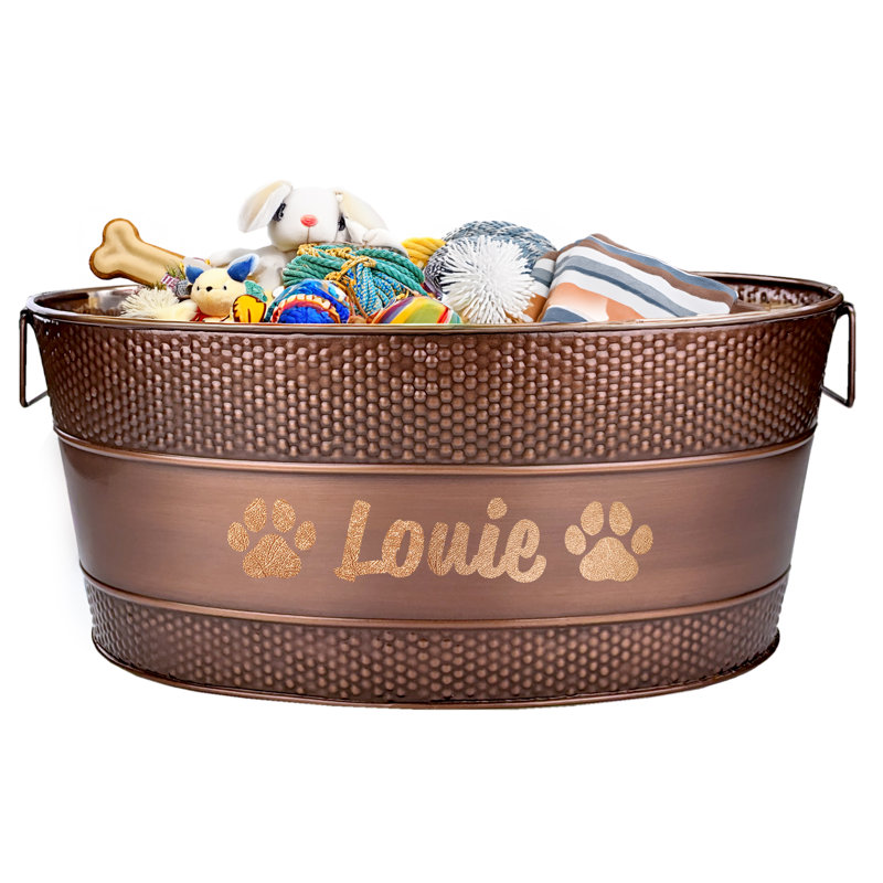 Trinx XL Personalized Metal Dog Toy Storage Bin, Yes
