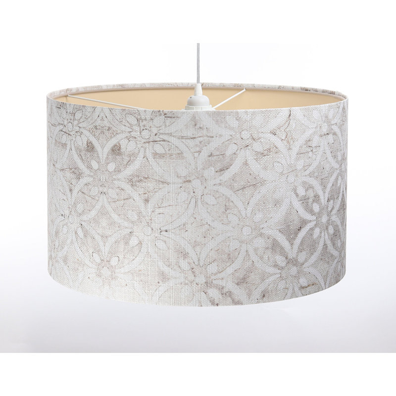 1 - Light Cream Drum Pendant, 112cm H x 50cm W x 50cm D