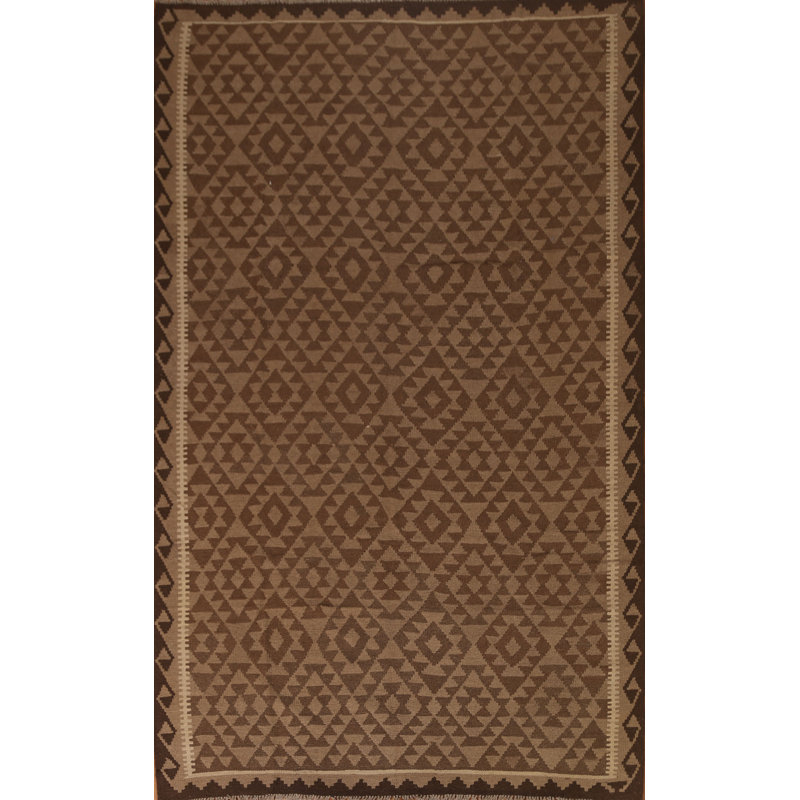 Tapis géométrique brun Kilim 7 x 10