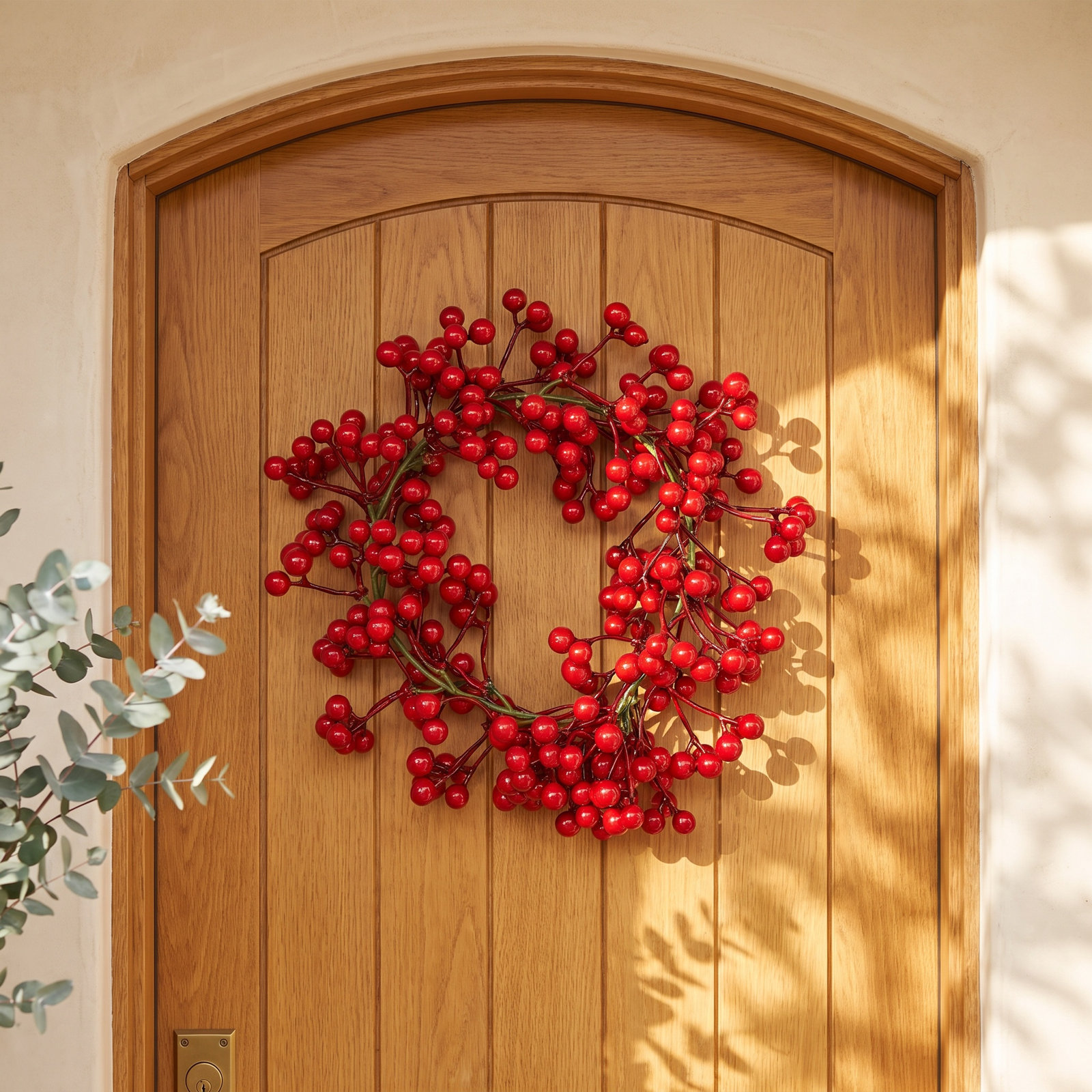 Red Berry Wreath, 9" H x 9" W x 3" D
