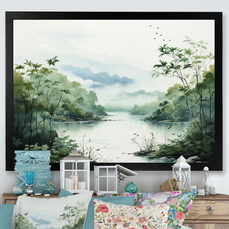 «Tranquil Oasis II» sur toile, H 30 po x l 40 po x P 1,5 po, Cadre simple noir