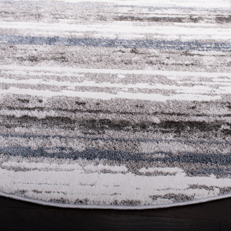 Tapis gris / bleu Southport, Rond 6 pi 7 po