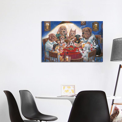 Poker Dogs by Ruane Manning - Wrapped Canvas Print