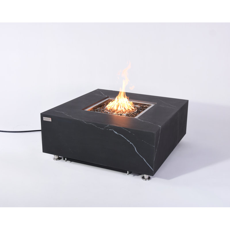 Black Marble Porcelain Square Gas Fire Pit Table