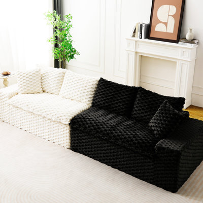 Canapé multifonctionnel élégant en velours tortue, modulable pour différentes occasions, confort optimal grâce à son rembourrage en mousse haute densité et son design color block, espaces d'aménagement flexibles, capacité de charge de 181 kg (400 lb).