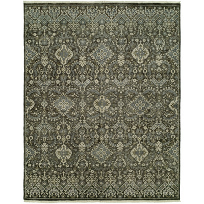 Delano Wool Striped Area Rug in Gray