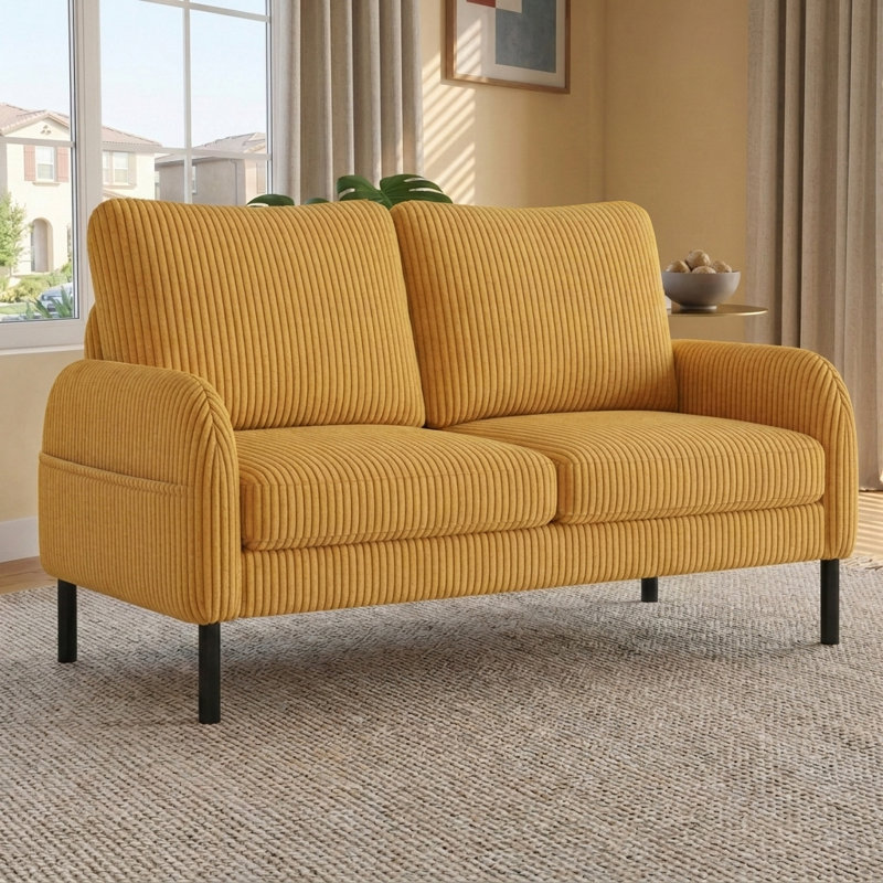 Canapé moderne et confortable avec poches de rangement latérales, canapé élégant pour le salon, la chambre et la salle de conférence