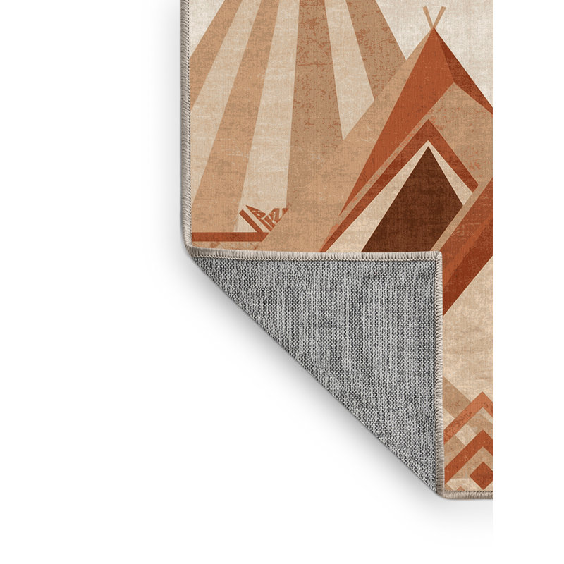 Tapis géométrique beige lavable à la machine Orfelinda, 2 pi x 3 pi