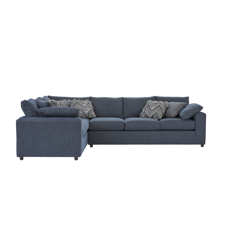 Hughes Furniture 24500 2-Piece Sectional Sofa, Lilou Denim, Lilou Denim Polyester Blend