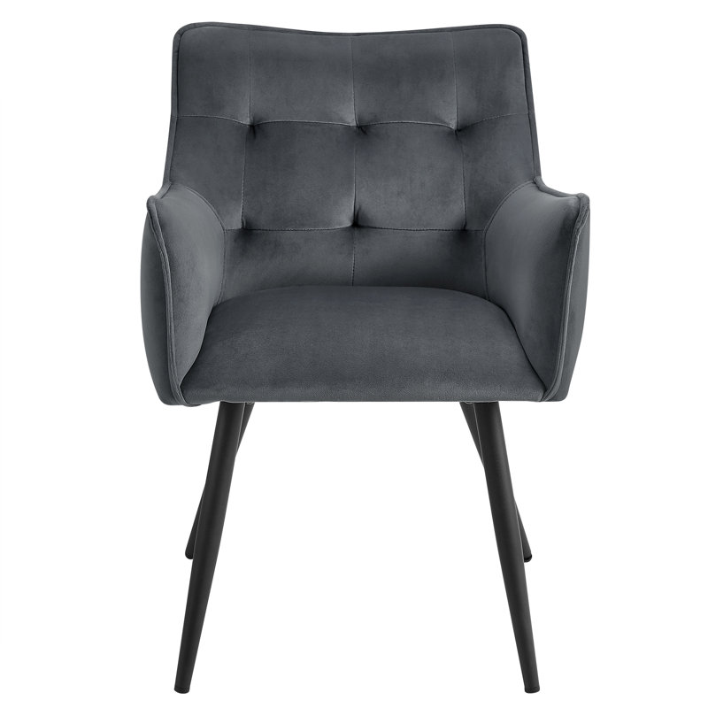 Mbolu 46.5cm H Velvet Upholstered Armchair, Dark Gray