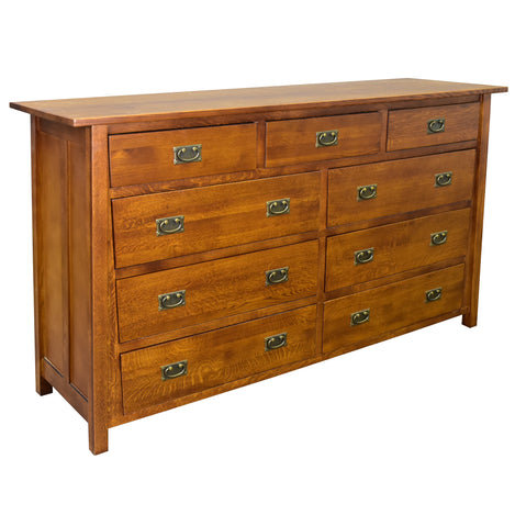 Commode 9 tiroirs et miroir Mission - Michael's Cherry (MC-A), Cerise Michael's
