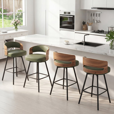 Swivel Upholstered Counter Stool with Metal Frame