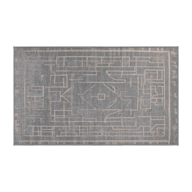 Tapis gris soyeux et moelleux, Rectangle 2 pi x 3 pi