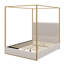 Modern Luxury Metal Canopy Bed With Tall Upholstered Headboard And Gold Four Poster-1593116577