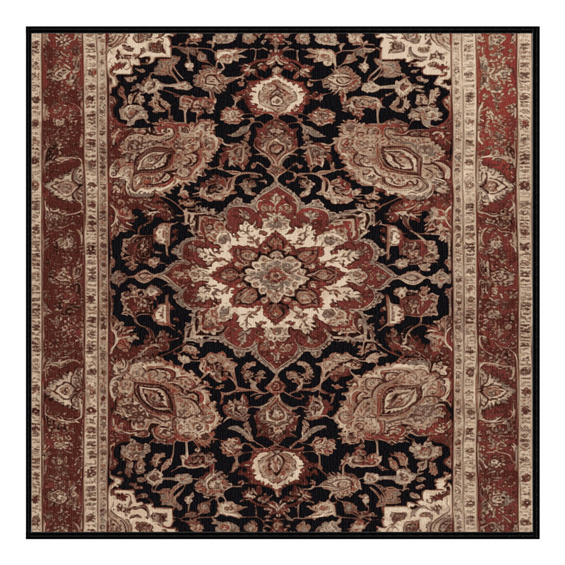 Machine Washable Persian Brown Area Rug, Square 4'