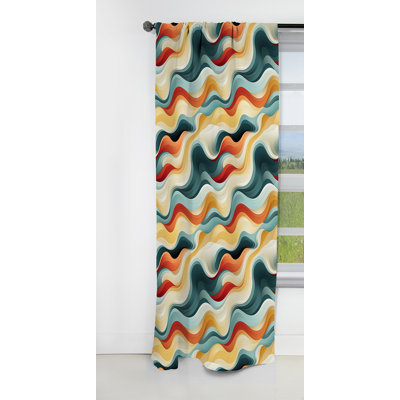 Nostalgic Mod Waves I - Midcentury Curtain - Blackout Geometric Curtain - 1 Panels