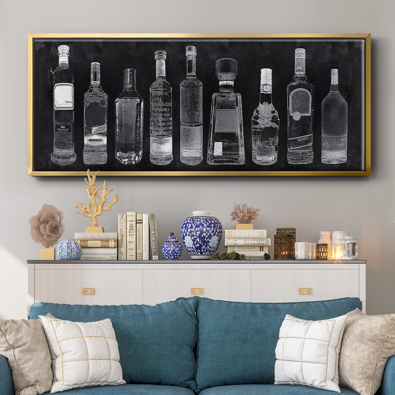 Bar Cart- Framed Canvas