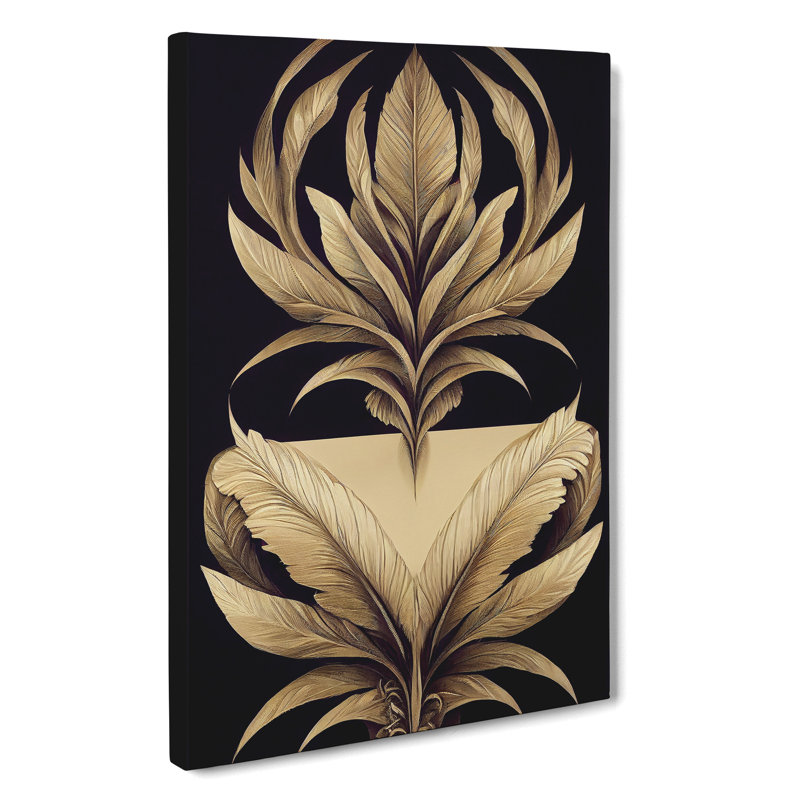 Art Deco Feather No.1 - Wrapped Canvas Print, 76cm H x 50cm W x 3cm D