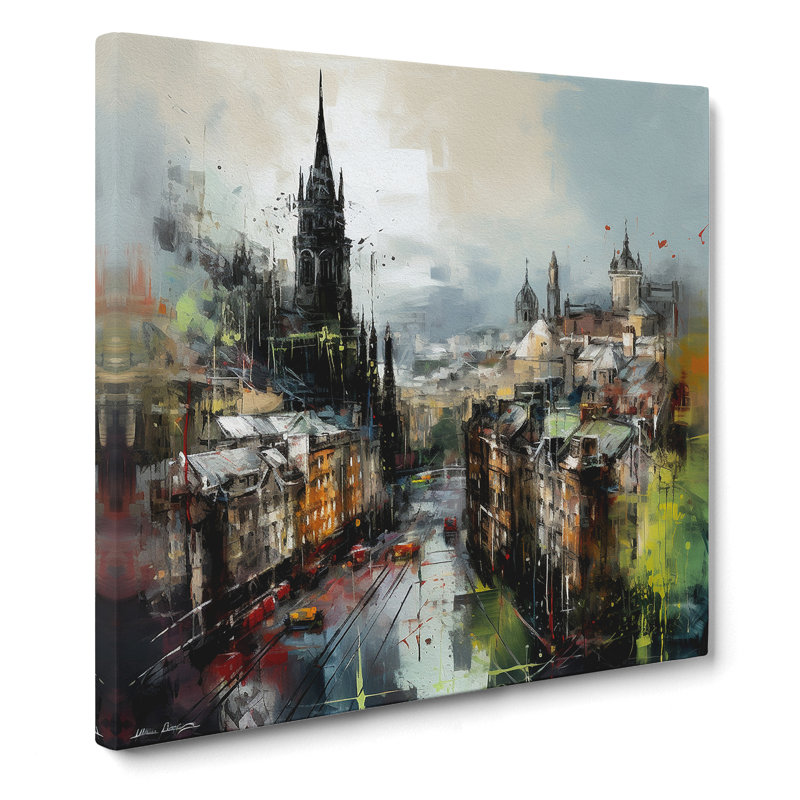 City Of Edinburgh Gestural No.1 - No Frame Print, 50cm H x 50cm W x 3cm D