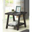 Table basse contemporaine en bois gris anthracite, espace de rangement supplémentaire et lustre aux pieds larges anthracite répliqué avec des pieds de tablette pour une pièce élargie-737685097-737685098