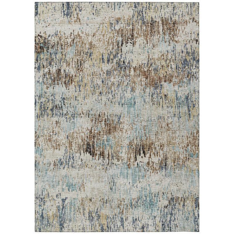 Tapis intérieur / extérieur en polyester tissé à la machine Wynnston, Rectangle 8 pi x 10 pi