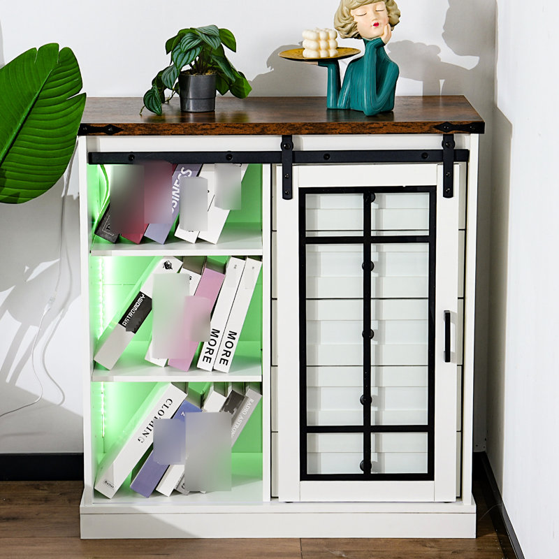 Armoire de rangement avec plaque supérieure renforcée, 5 tiroirs, 2 tablettes réglables, DEL, noyer blanc autoportant 7 couleurs DEL, tiroirs et rétro + profond