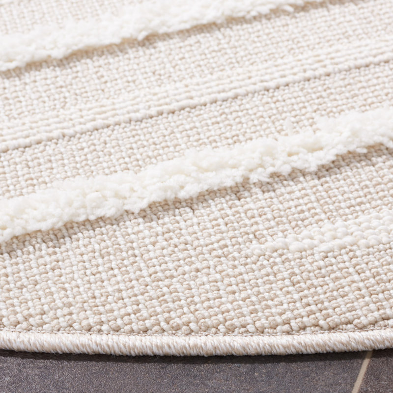 Anabeth Striped Polyester High-Low Pile Area Rug, Square 6'7"