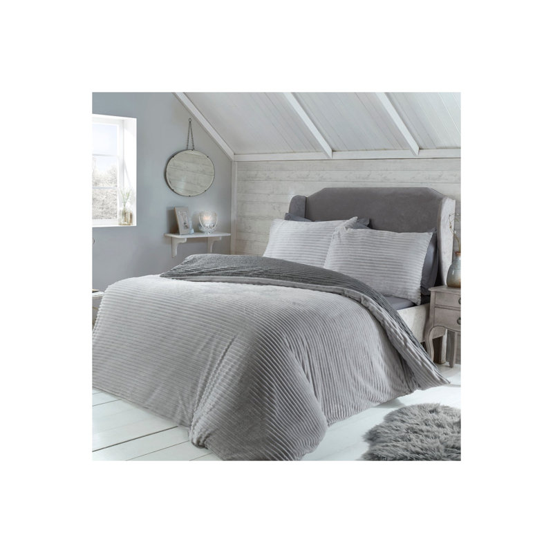 Bryson Polyester Solid Colour Duvet Cover Set with Pillowcases, Black, Kingsize - 2 Standard Pillowcases