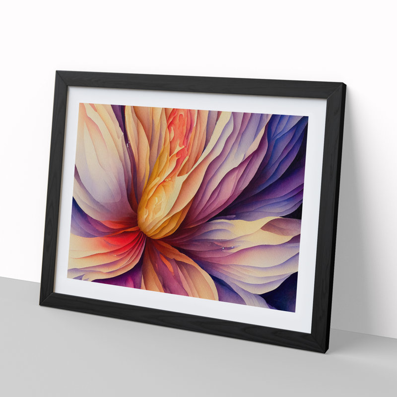 Sensational Flower Abstract - Framed Print, 34cm H x 46cm W x 2cm D, Black