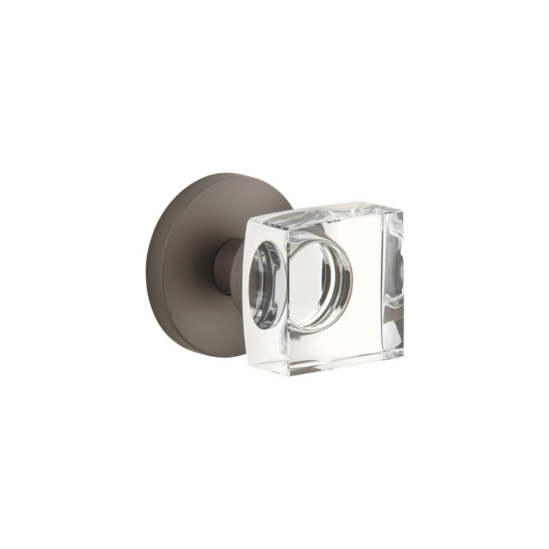 Viaggio Rosette with Quadrato Crystal Knob, Titanium Gray, Circle