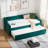 Velvet Daybed with Trundle, USB Port & Side Pockets | Button Tufted Back, Waved Arms with Piping | Space‑Saving Sofa Bed for Bedroom, Guest Room, or Living Room-1079114284