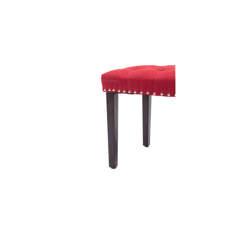 Red Polyester Blend Upholstered Entryway Bench
