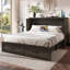 Grand lit escamotable Murphy avec station de charge, lit plateforme pliable multifonctionnel avec 1 grand tiroir de rangement pour chambre d'amis, petite chambre, gris rustique