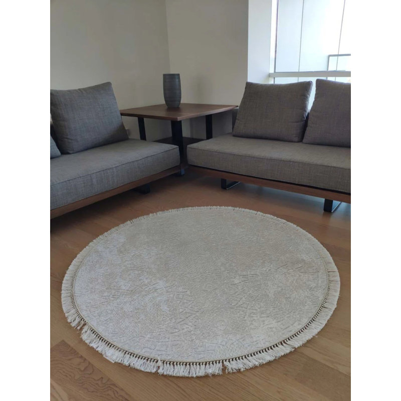 Tapis Lao avec envers antidérapant, Rond 3 pi 11 po x 3 pi 11 po