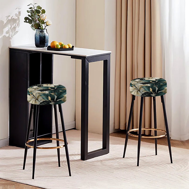 Ensemble de 2 tabourets de bar tropicaux monochromes motif tropical V